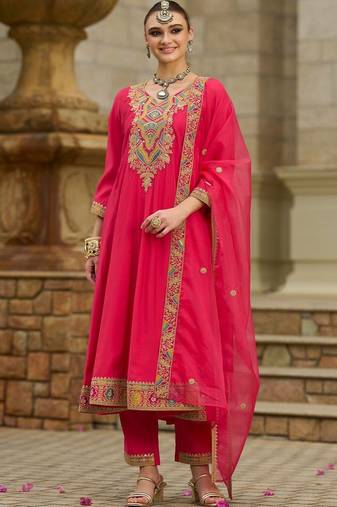 Women Ethnic Motifs Embroidered Regular Sequinned Kurta with Trousers & With Dupatta