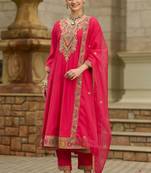 Women Ethnic Motifs Embroidered Regular Sequinned Kurta with Trousers & With Dupatta