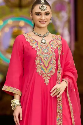 Women Ethnic Motifs Embroidered Regular Sequinned Kurta with Trousers & With Dupatta