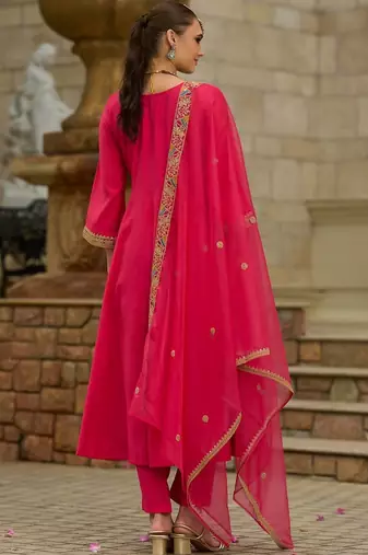 Women Ethnic Motifs Embroidered Regular Sequinned Kurta with Trousers & With Dupatta