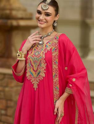 Women Ethnic Motifs Embroidered Regular Sequinned Kurta with Trousers & With Dupatta 5