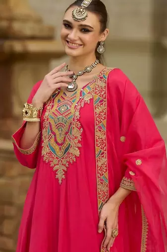 Women Ethnic Motifs Embroidered Regular Sequinned Kurta with Trousers & With Dupatta