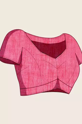 Pink linen printed saree with blouse