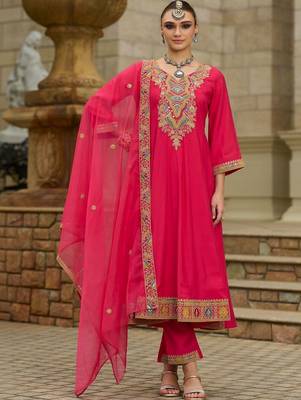 Women Ethnic Motifs Embroidered Regular Sequinned Kurta with Trousers & With Dupatta 6