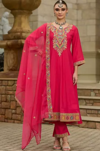 Women Ethnic Motifs Embroidered Regular Sequinned Kurta with Trousers & With Dupatta