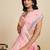 Pink linen printed saree with blouse