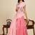 Pink linen printed saree with blouse