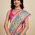 Off white linen printed saree with blouse