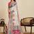 Off white linen printed saree with blouse
