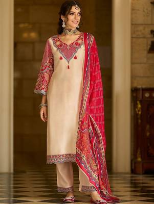 Women Ethnic Motifs Embroidered Regular Thread Work Kurta with Trousers & With Dupatta 1