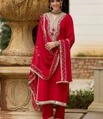 Women Ethnic Motifs Embroidered Regular Kurta with Trousers & With Dupatta