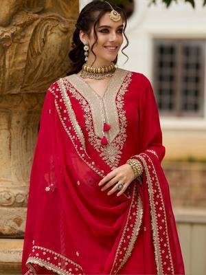 Women Ethnic Motifs Embroidered Regular Kurta with Trousers & With Dupatta 2