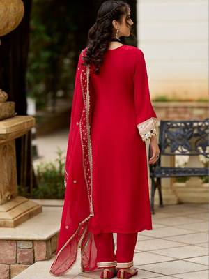 Women Ethnic Motifs Embroidered Regular Kurta with Trousers & With Dupatta 3