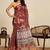 Maroon linen printed saree with blouse