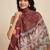 Maroon linen printed saree with blouse