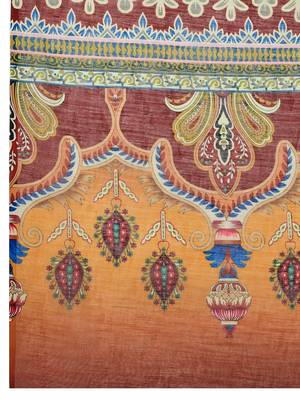 Maroon linen printed saree with blouse 4