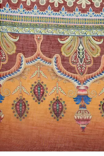 Maroon linen printed saree with blouse