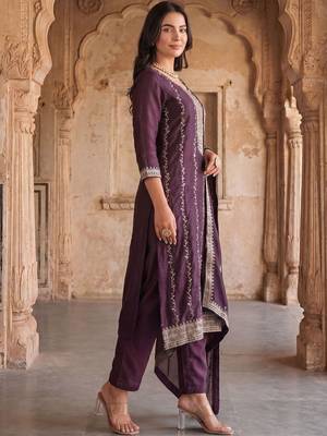 Women Ethnic Motifs Embroidered Regular Thread Work Kurta with Trousers & With Dupatta 4