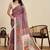 Purple linen printed saree with blouse
