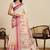 Cream linen printed saree with blouse