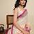 Cream linen printed saree with blouse