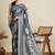 Grey silk blend woven design saree with blouse
