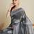 Grey silk blend woven design saree with blouse