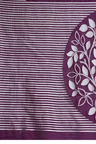 Purple silk blend printed saree with blouse