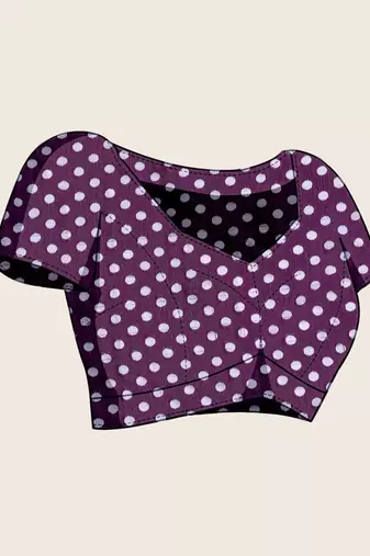 Purple silk blend printed saree with blouse