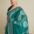Teal silk blend printed saree with blouse