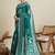 Teal silk blend printed saree with blouse