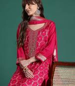 Ethnic Motifs Embroidered Regular Kurta With Trousers & Dupatta