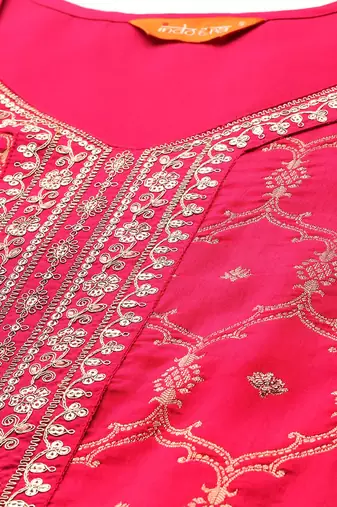 Ethnic Motifs Embroidered Regular Kurta With Trousers & Dupatta