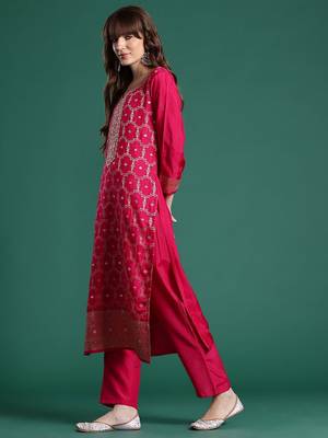 Ethnic Motifs Embroidered Regular Kurta With Trousers & Dupatta 6