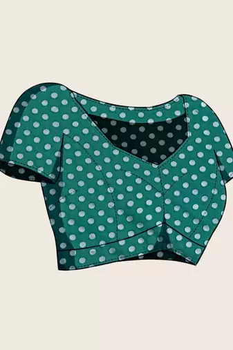 Teal silk blend printed saree with blouse