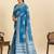 Blue silk blend printed saree with blouse