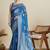 Blue silk blend printed saree with blouse