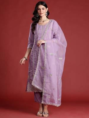 Ethnic Motifs Embroidered Kurta with Trousers & With Dupatta 5