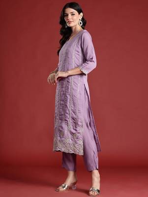 Ethnic Motifs Embroidered Kurta with Trousers & With Dupatta 6