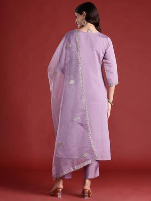 Ethnic Motifs Embroidered Kurta with Trousers & With Dupatta 7