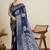 Navy blue silk blend woven design saree with blouse