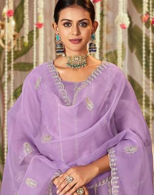 Women Ethnic Motifs Embroidered Regular Thread Work Kurta with Trousers & With Dupatta 1
