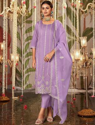 Women Ethnic Motifs Embroidered Regular Thread Work Kurta with Trousers & With Dupatta 2