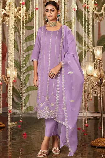 Women Ethnic Motifs Embroidered Regular Thread Work Kurta with Trousers & With Dupatta