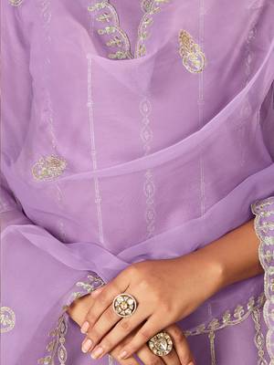 Women Ethnic Motifs Embroidered Regular Thread Work Kurta with Trousers & With Dupatta 5