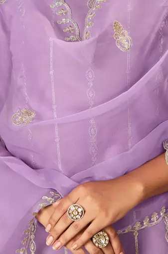 Women Ethnic Motifs Embroidered Regular Thread Work Kurta with Trousers & With Dupatta