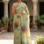 Sea green polyester printed saree with blouse