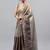 Grey polyester woven design saree with blouse