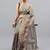 Grey polyester woven design saree with blouse