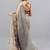 Grey polyester woven design saree with blouse